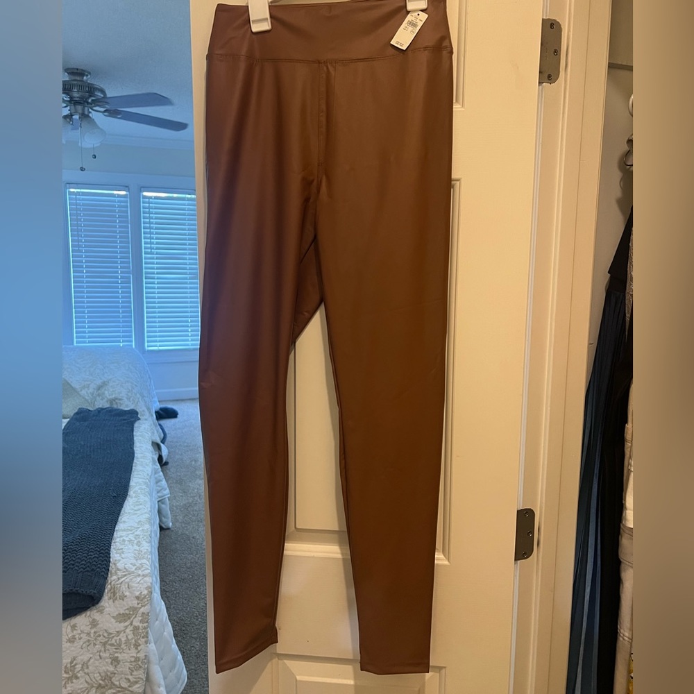 NWT OFFLINE by Aerie Real Good Faux Leather High Waisted Leggings Brown Size L